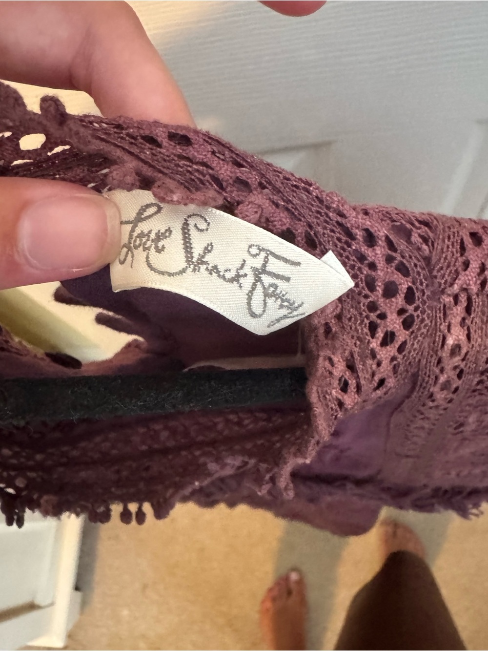 LoveShackFancy Burgundy Plum Lace Mini Dress - Picture 4 of 7